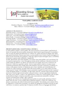 “Teoria politica e analisi dei concetti” COORDINATORI: Gianfranco Pasquino – Università di Bologna () Marco Valbruzzi – Università di Bologna () ADERENT