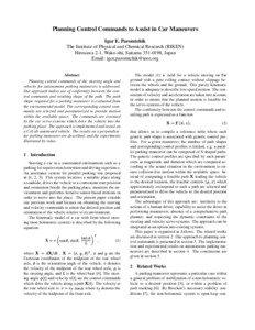 Planning Control Commands to Assist in Car Maneuvers Igor E. Paromtchik The Institute of Physical and Chemical Research (RIKEN)