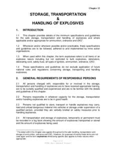 Chapter 12  STORAGE, TRANSPORTATION & HANDLING OF EXPLOSIVES 1.