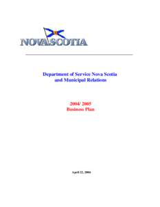 [removed]Business Plan - Service Nova Scotia and Municipal Relations