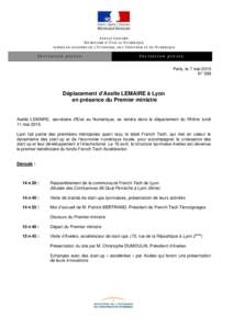 AXELLE LEMAIRE S ECRETAIRE D ’E TAT AU N UMERIQUE AUPRES DU MINISTRE DE L’E CONOMIE , DE L’I NDUSTRIE ET DU N UMERIQUE In vi tati on pres s e