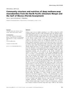 Marine Ecology. ISSN[removed]ORIGINAL ARTICLE Community structure and nutrition of deep methane-seep macrobenthos from the North Pacific (Aleutian) Margin and