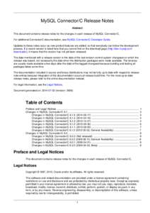 MySQL Connector/C Release Notes