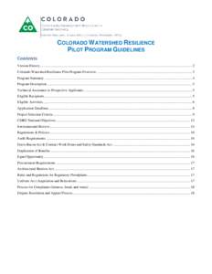 COLORADO WATERSHED RESILIENCE PILOT PROGRAM GUIDELINES Contents Version History ............................................................................................................................................