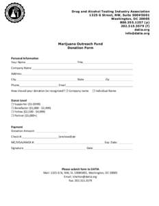 Drug and Alcohol Testing Industry Association 1325 G Street, NW, Suite 500#5001 Washington, DC1257 (pf) datia.org