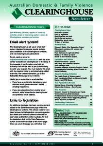 Australian Domestic & Family Violence  CLEARINGHOUSE Newsletter CLEARINGHOUSE NEWS