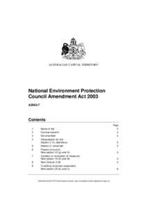 AUSTRALIAN CAPITAL TERRITORY  National Environment Protection Council Amendment Act 2003 A2003-7