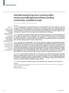 Attitudes towards lung cancer screening within socioeconomically deprived and heavy smoking communities: a qualitative study