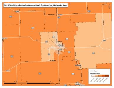 S 1 48 R d[removed]Total Population by Census Block for Beatrice, Nebraska Area W 58th Rd  E Fillmore Ave