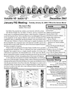 FIG Leaves Volume 16 Issue 12	 January FIG Meeting: December 2007 Tuesday January 22, PM at the Vernon Manor