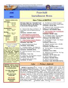 2012  Fairchild Installment News  Research Center’s Info