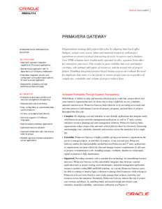 Oracle Data Sheet: Primavera Gateway