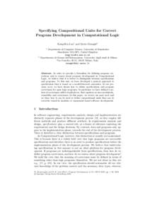 LNCSSpecifying Compositional Units for Correct Program Development in Computational Logic