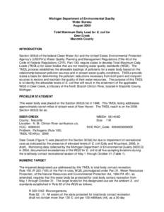 Hydrology / Total maximum daily load / Clean Water Act / Macomb / Escherichia coli / Richmond /  Michigan / Clinton River / Chesterfield Township /  Michigan / Geography of Michigan / Metro Detroit / Water pollution