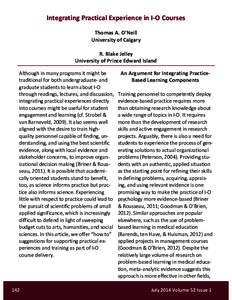 Integrating Practical Experience in I-O Courses Thomas A. O’Neill University of Calgary R. Blake Jelley University of Prince Edward Island Although in many programs it might be