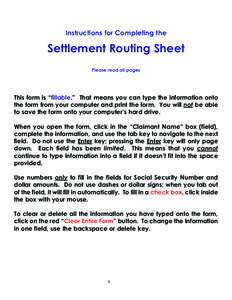 Instructions for Settlement Routing Sheet:Instructions for Settlement Checklist.qxd.qxd