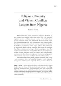 153  Religious Diversity and Violent Conflict: Lessons from Nigeria Robert Dowd