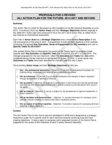 Secretariat Ref: IALI/EC/Dec/2014/P7- Draft: Revised IALI Action Plan for the Future: PROPOSALS FOR A REVISED IALI ACTION PLAN FOR THE FUTURE: AND BEYOND Summary This Action Plan is a draft for discu