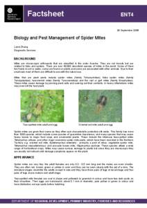 Factsheet  ENT4 29 September[removed]Biology and Pest Management of Spider Mites