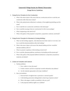 Greenwich Village Society for Historic Preservation  Design Review Guidelines    1.  Design Review Principles for New Construction 