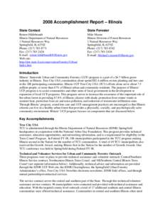 2008 Accomplishment Report – Illinois State Contact State Forester  Reinee Hildebrandt