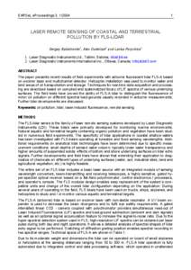 EARSeL eProceedings 3, [removed]LASER REMOTE SENSING OF COASTAL AND TERRESTRIAL POLLUTION BY FLS-LIDAR