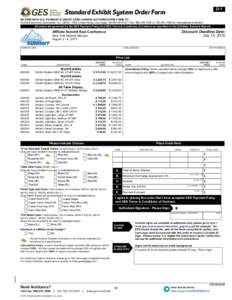 D-1  Standard Exhibit System Order Form RETURN WITH G-2: PAYMENT & CREDIT CARD CHARGE AUTHORIZATION FORM TO: Global Experience Specialists, Inc. (GES) • 7000 Lindell Road, Las Vegas, NV • Fax: 