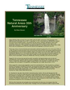 Tennessee Natural Areas 35th Anniversary By Brian Bowen  Fall Creek Falls. Photo courtesy of the Division of Natural