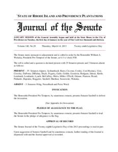 `STATE OF RHODE ISLAND AND PROVIDENCE PLANTATIONS  JANUARY SESSION of the General Assembly begun and held at the State House in the City of Providence on Tuesday, the first day of January in the year of Our Lord two thou