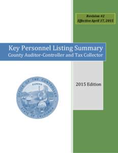 Revision #2 Effective April 17, 2015 Key Personnel Listing Summary  County Auditor-Controller and Tax Collector