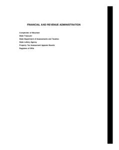 2008 Maryland State Budget - Volume I, Financial and Revenue Administration