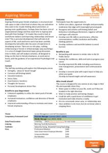 Aspiring Women Overview Aspiring Women gives female employees a structured and safe space to take a fresh look at where they are and where they want to be: maybe thinking about promotion, or gaining more qualifications. 