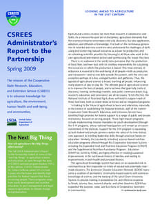 Looking ahead to agriculture in the 21st century CSREES Administrator’s Report to the