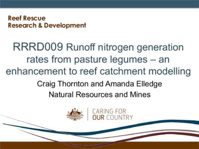 Reef Rescue Research & Development RRRD009 Runoff nitrogen generation Presentation Title