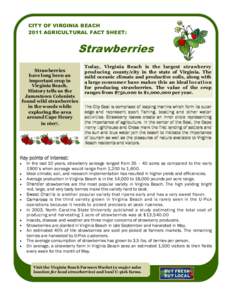 CITY OF VIRGINIA BEACH 2011 AGRICULTURAL FACT SHEET: Strawberries Strawberries have long been an