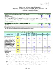 FY15 Final Facilities/Administrative (F&A), Tuition Remission, and Provisional Fringe Benefit Rates - UIUC