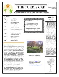 THE TURK’S CAP  Volume 14, Number 1 Spring[removed]The Newsletter Of The Delaware Native Plant Society