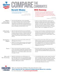 EDUCATORS for OBAMA outlines