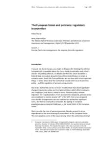 Ellison: The European Union and pensions: policy, state aid and other issues  Page 1 of 40 The European Union and pensions: regulatory intervention