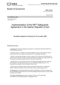 International Atomic Energy Agency  Board of Governors Derestricted 26 NovemberThis document has been derestricted at the meeting of the Board on 26 November 2003)