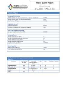 Water Quality Report Ushtey-iu Imraa-meiys 1st April 2013 – 31st March 2014 Statistical Digest Company Performance