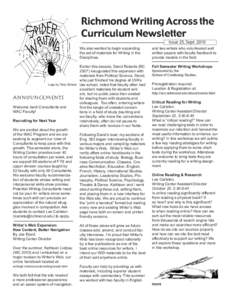 Richmond Writing Across the Curriculum Newsletter Issue 25, Sept[removed]Logo by Terry Dolson