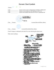 Enroute Chart Symbols Airports Color ______________ – Airports with an approved Department of Defense (DOD) IAP Color ______________ – Airports with an approved IAP published by the FAA. Color ______________ – Airp