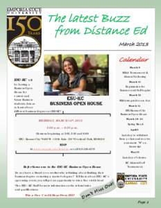 The latest Buzz from Distance Ed March 2013 Calendar March 8 MIAA Tournament &
