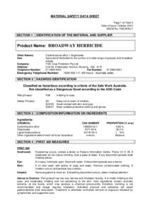 MATERIAL SAFETY DATA SHEET Page 1 of Total 5 Date of Issue: October 2012 MSDS No. FMC/BRO/1  SECTION 1