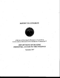 REPORT TO CONGRESS  A REPORT IN RESPONSE To REQUEST ON PAGE 323 OF SENATE ARMED SERVICES COMMITTEE REPORT NUMBER[removed]DEPARTMENT OF DEFENSE