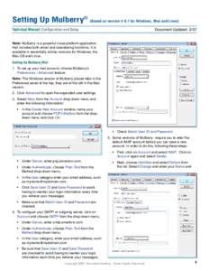 Setting Up Mulberry® (Based on version[removed]for Windows, Mac and Linux) Technical Manual: Configuration and Setup