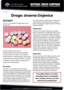 Croatian  Droge: stvarne činjenice Ecstasy (E, Ex, E n C, eccy, MDMA, XTC, eggs, pingers, disco biscuits, pills)