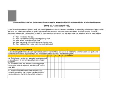 Using the Child Care and Development Fund to Support a System of Quality Improvement for School-Age Programs