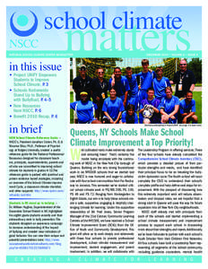 matters  school climate National School Climate Center NEWSLETTER  in this issue